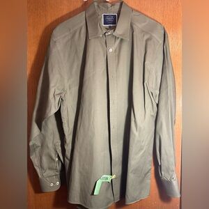 Charles Tyrwhitt Olive Green Men’s Classic Fit Dress Shirt. Non Iron. Size Large